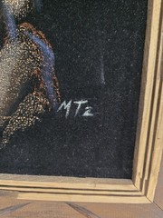 1970s Mexican Velvet Felt Painting Eagle Native American Framed FREE SHIPPING