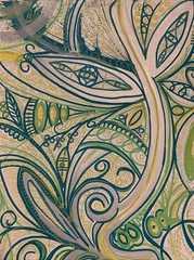 Moody Abstract Garden Drawing Mandala Patterns 11×14 Art On Paper Oak MoodyVirgo