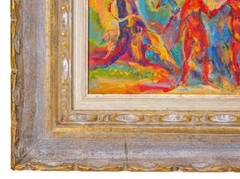 Rare JOHN SHAYN (American,1901-1977) Abstract Oil on Canvas titled „Adam & Eve“