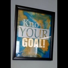 Framed Modern abstract Epoxy Resin pour art with encouraging messages.
