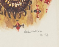 Hubert Wackermann 1980 „Man From Zia Pueblo“ Casein Painting