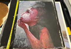 Robert Broderson “Pensive,” Original Painting on Paper, circa 1970. 23 x 17 1/2″