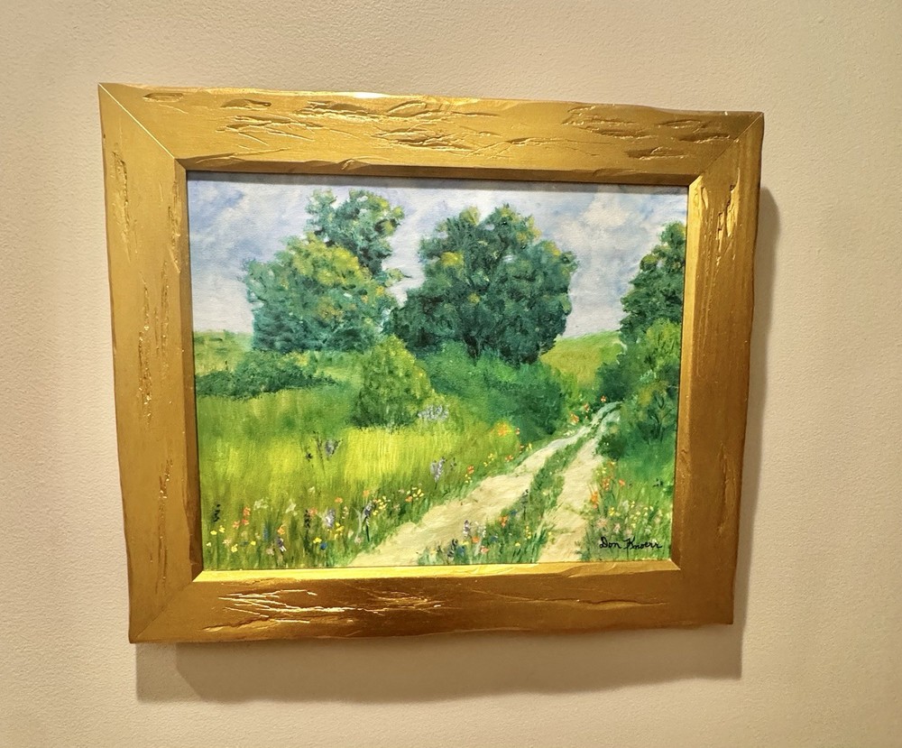 Original Impressionist Oil Painting Wildflower Field And Country Road 16” X 20”*