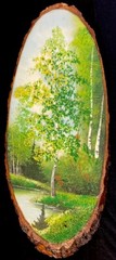 Sand Art Landscape with Riverside White Birch Trees