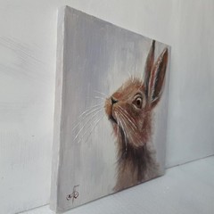Original Oil Animal Painting Hare Portrait Wildlife Art Soft Ukrainian Artist
