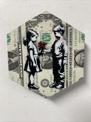 True Love Kids dollar bill US Blood Money Original Street Art Painting Graffiti