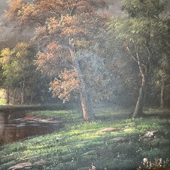 C.Cerlatti Original Oil Painting Deers Mountain Waterfall Landscape Framed 41×28