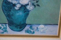 FRAMED VINCENT VAN GOGH VTG 1960’S COLOR PRINT OF „PINK ROSES IN A VASE (1890)“