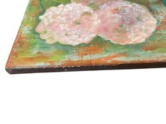 Original Painting Acrylic Hydrangeas Flowers Canvas Distressed Signed 10 X 10”