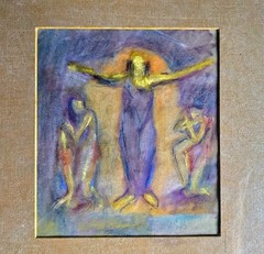 Stella Bloch Isadora Duncan Pastel Early 1900s SB Monogram Frame- RARE 16 x 14.5