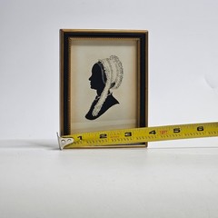 Antique American Folk Art Hollow-Cut Silhouette Portrait 19th C Woman Signed