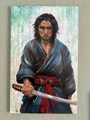 Samurai Painting Japan Man Original Art Warrior Artwork Japan Wall Art Large Art
