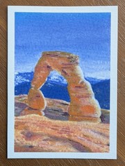 ACEO PRINT of Original Painting Desert Landscape Arches National Park Mini Art