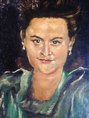 Portrait Lady Woman IN Green Garment° Oil Painting to Restore Cologne 1949 Sign