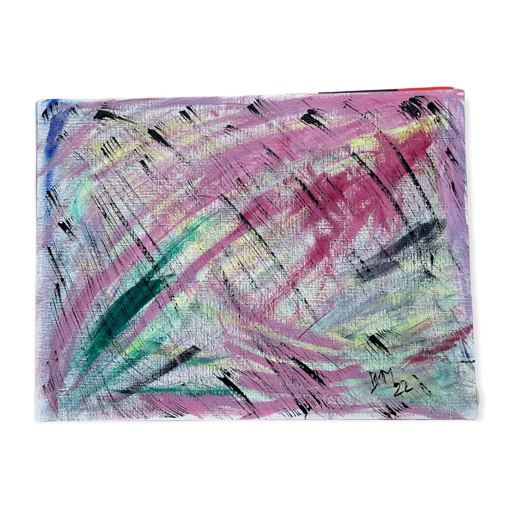Positive & Negative Custom Acrylic Painting Black Pink Yellow Green Blue 9×12