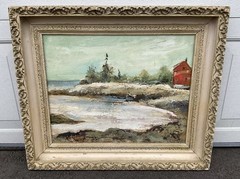 George Schwacha N.J.(1908-1986) Oil on Board Framed 16”x 20” Landscape Painting