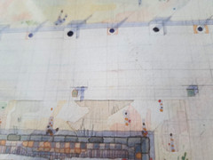 1990 Abstract Architectural Geometric Watercolor Modernist Framed Art
