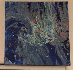 Abstract Acrylic Painting 15X15 On Canvas Signed by Artist