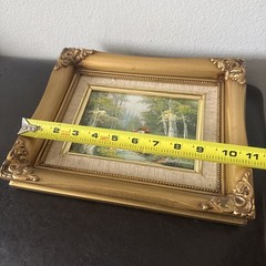 Vintage Oil Painting In Ornate Gold Frame Nature Size 11×9 Signed
