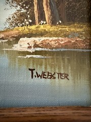 VTG Original Oil Painting on Canvas Landscape Signed T Webster 13″ x 11″ Framed