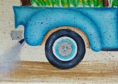 Fall Autumn Harvest Old Truck & Sunflowers Original Art by Rain Crow