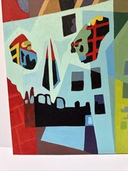 Mid Century Abstract Painting Expressionism Cubist Cubism Modernism Rowles 28”