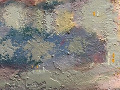 Abstract Oil painting Evening in City Ukrainian painter Framed original decor