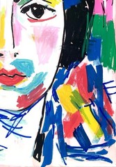 Hand Painted Portrait Expressionis Colorful Acrylic 11×14 Canvas, Holly Hammond