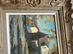 Vintage Oil Painting Sketch Rockport Street by Arnold Knauth 1974 (1918-2017)