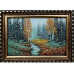 Autumn Forest Original Oil Painting 6×4 Framed Signed River Landscape Fall Art