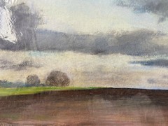 Franz Ehmke *1928 -2018 Berlin Lübars Chaussee Cloud Fields Pastel Signed