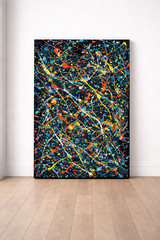 24×36 in Abstract Expressionist Canvas Art Print – Modern Action Style Wall Art