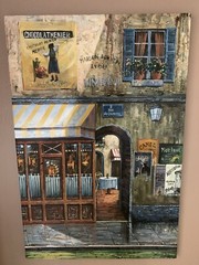 ORIGINAL SIGNED VINTAGE MARIEL CHAPOT LARGE FRENCH RESTAURANT OIL PAINTING