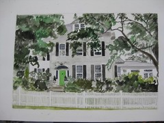 CT, Litchfield, House w.Green Door / Orig, W/C / 20″ x13 1/4″/Mimi Davis, Artist