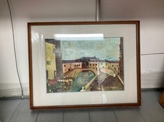 Italian Oil Painting #18 by Tarcisio Grandi, 1962 Exhibition Rimini 21 x 27 in