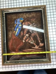 Original Painting Canvas Matador Bullfighting Glitter signed READ ISSUES SEE
