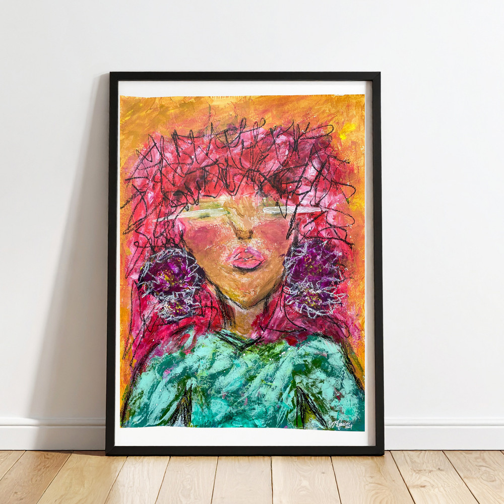 Abstract Grungy Bold Chic 18×24 Expressionist Original Painting Paper Fine Art