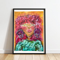 Abstract Grungy Bold Chic 18×24 Expressionist Original Painting Paper Fine Art