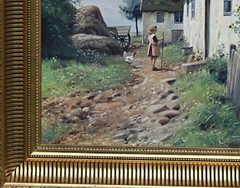Niels Walseth Village Street Farm Landscape Oil Painting Signed Framed