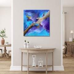 Oil Painting figurative 20″x20″x1.5″ Gallery Wrapped „In His Hands“