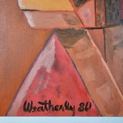 ART – Vintage Original Signed Weatherly Abstract Painting 24×20 VTG 1980 Art