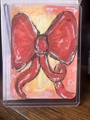 Aceo Art Card Red Bow