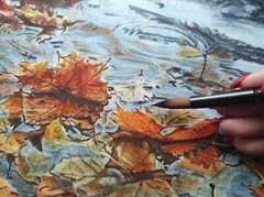 MAPLE LEAVES AUTUMN Original Modern Artwork Painting Landscape 23×34 Signed Gift