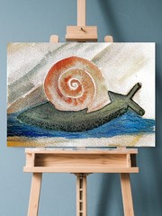 Garden Snail Whimsical Original Impressionist Watercolor 5×7 Signed
