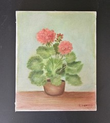 E. Artwork Original Signed Still Life Floral Painting on Canvas 10×8 in