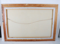 Mid-Century Abstract Oil Painting By Chirard? With Wooden Frame