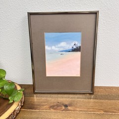 Helmut Wollny Ocean Seascape Palm Trees Watercolor Print Framed Matted 11×14″