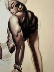 Mid Century 1950s Carlos Of Hollywood Watercolor Paintings Vintage Rare