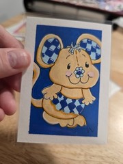 ACEO Original Painting Acrylic Blueberry Muffin Cheesecake Mouse Pet