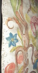 Pair framed Swedish Dalmålning painting on leather flowers tulip rose 14×30″